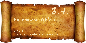 Benyovszky Ajád névjegykártya